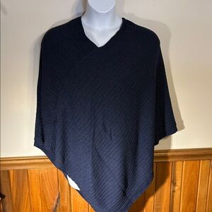 Navy Blue Knit Poncho  One Size